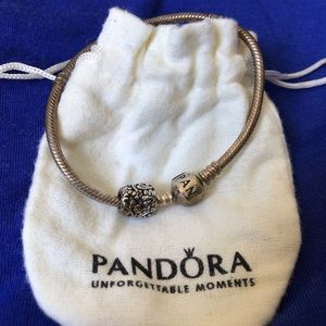 SOLD Silver Pandora Bracelet Rose Gold Butterfly